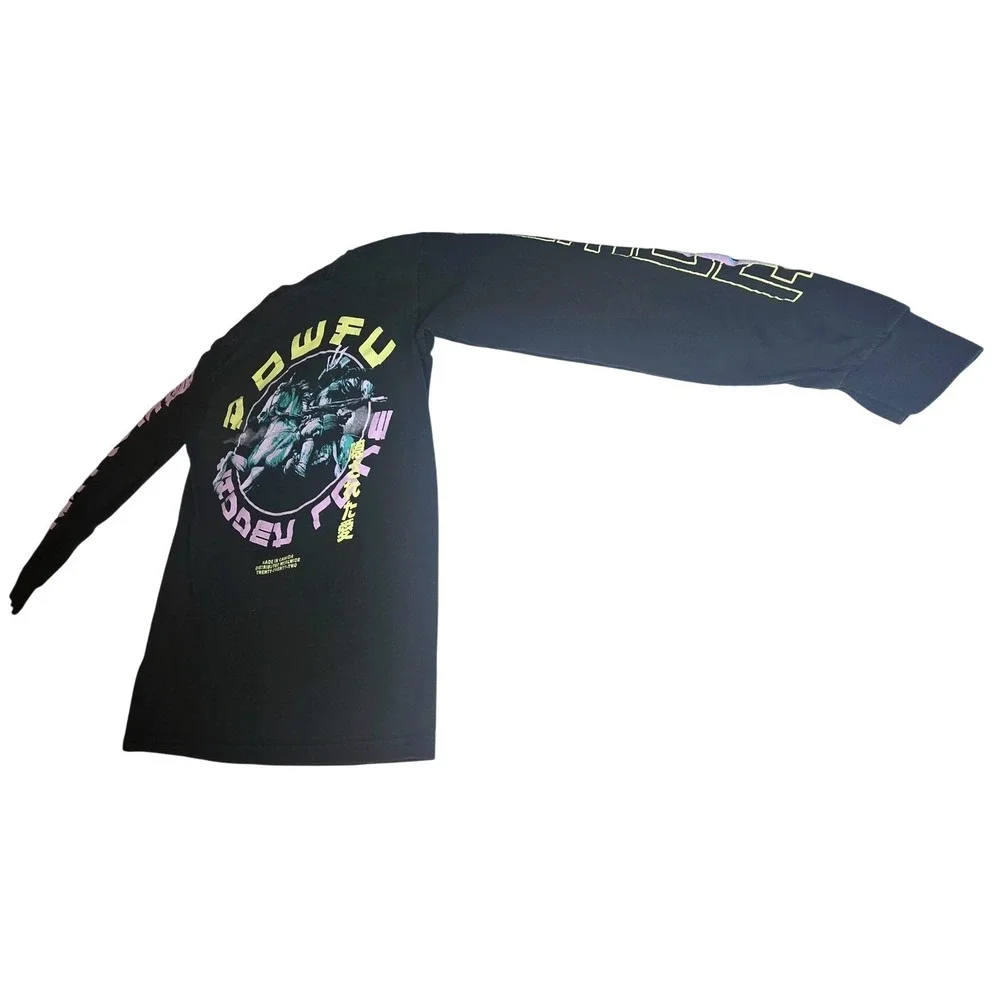 Powfu Hidden Love Long Sleeve Graphic T-Shirt Black Neon Artist Merch Mens Small - Picture 6 of 11
